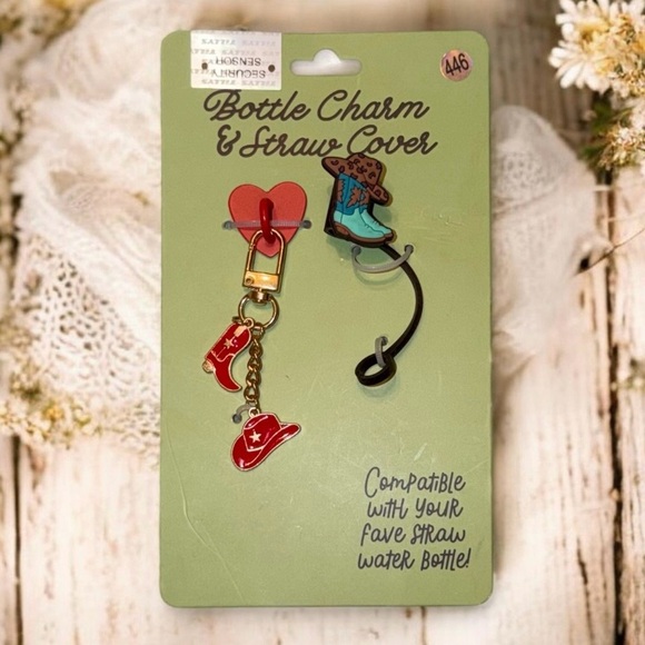 Tilly’s Cowgirl Bottle Charm Straw Topper + Gold Studded Tumbler Reusable Straw - Picture 6 of 9